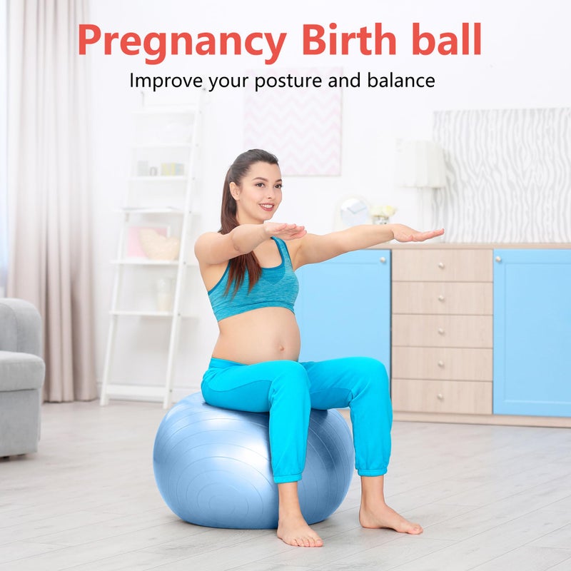 PRIMASOLE Exercise Ball for Balance Stability Fitness Workout Yoga Pilates at Home Office & Gym 45cm Pale Gray - Image 3